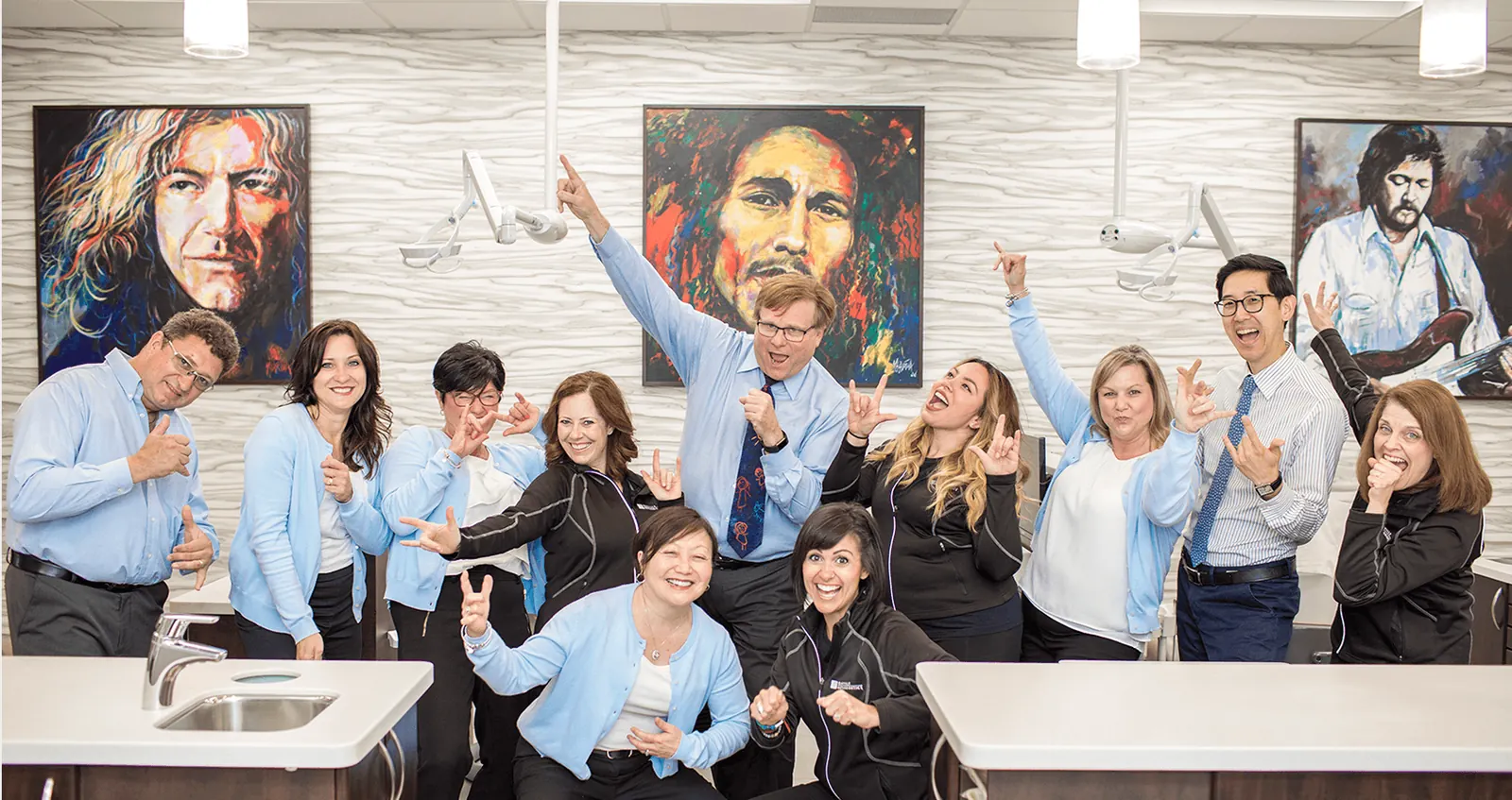 The Oakville Orthodontics team having fun in the office