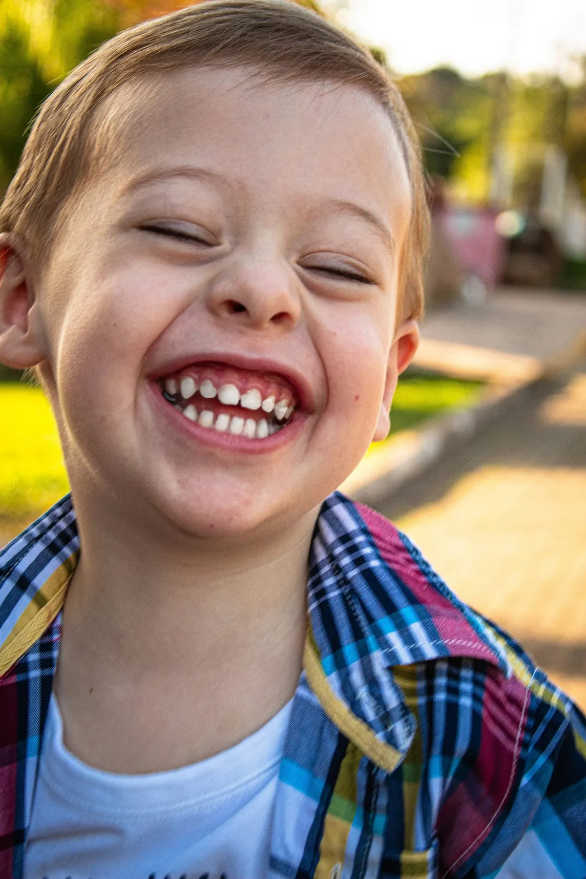 Young boy laughing